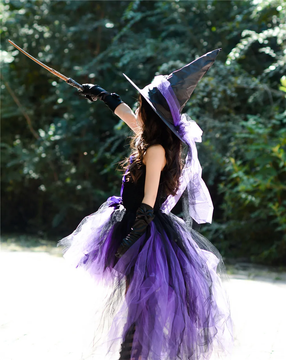 Purple Kids Girls Halloween Fairy Party Dresses Black Witch Toddler Baby Girls Birthday Cosplay Costumes Children Dress