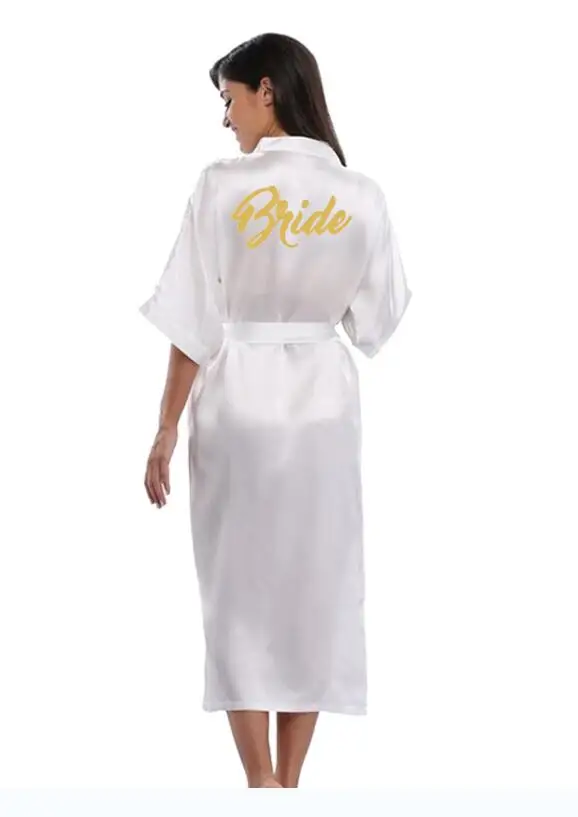 2019 New Silk Satin Lace Robes Bridesmaid Bride Robes Bridesmaid Robes Wedding Long Robe Bathrobe Lingerie Robe