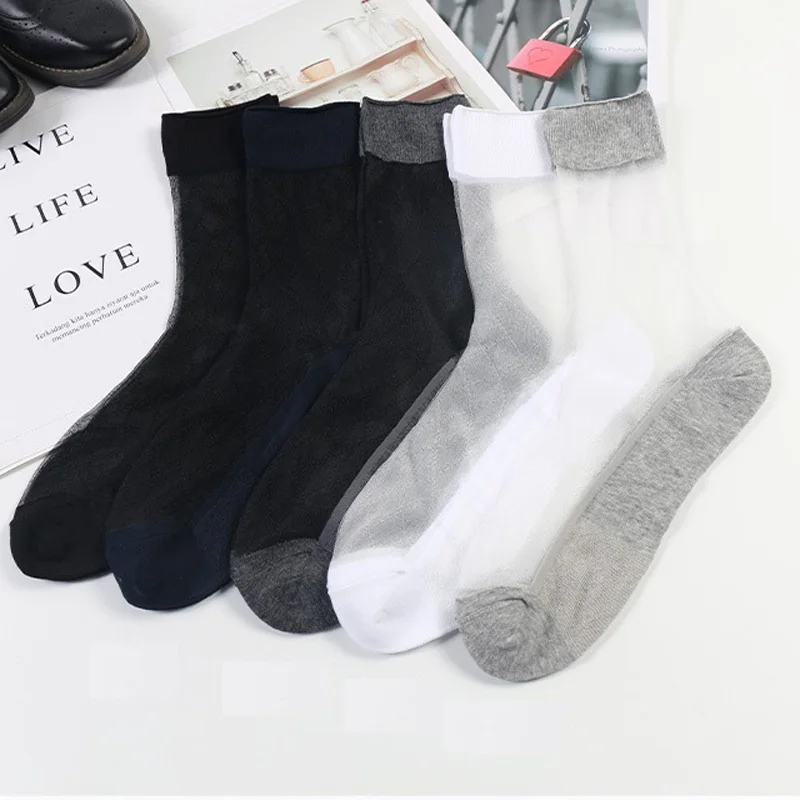 

Harajuku Men Socks Summer Male Combed Cotton Business Crossfit Diamond Lattice Sokken Thin Breathable Fashion Calze 5 Pairs/Lot