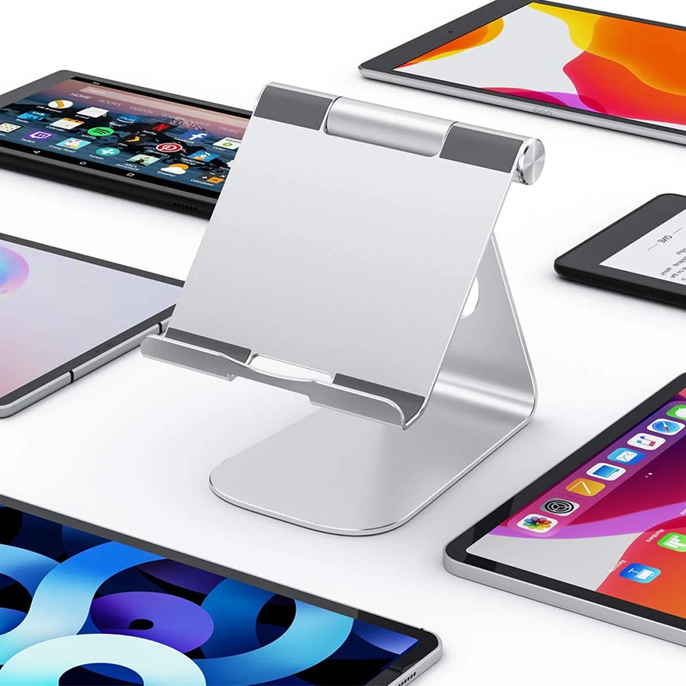 حامل لوحي من الألومنيوم لهاتف Apple Ipad يدعم حامل التابلت لجهاز Ipad Iphone Iphone Samsung Huawei Smart Phone 180 درجة دوران