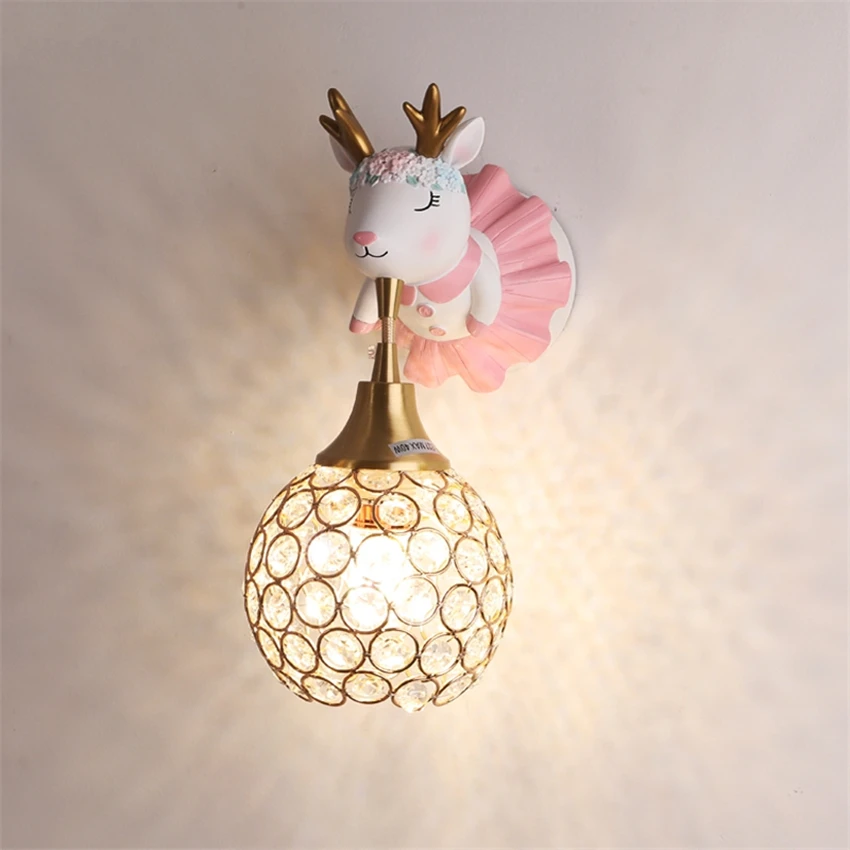 

Children's Room Bedroom Cartoon Deer Wall Lamps Bedside Baby Elephant Cute Wall Lights Boy Girl Room Modern Decorative Lighting