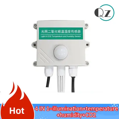 4 IN 1=illumination +Temperature+Humidity+CO2 Light sensor carbon dioxide transmitter temperature and humidity sensor RS485
