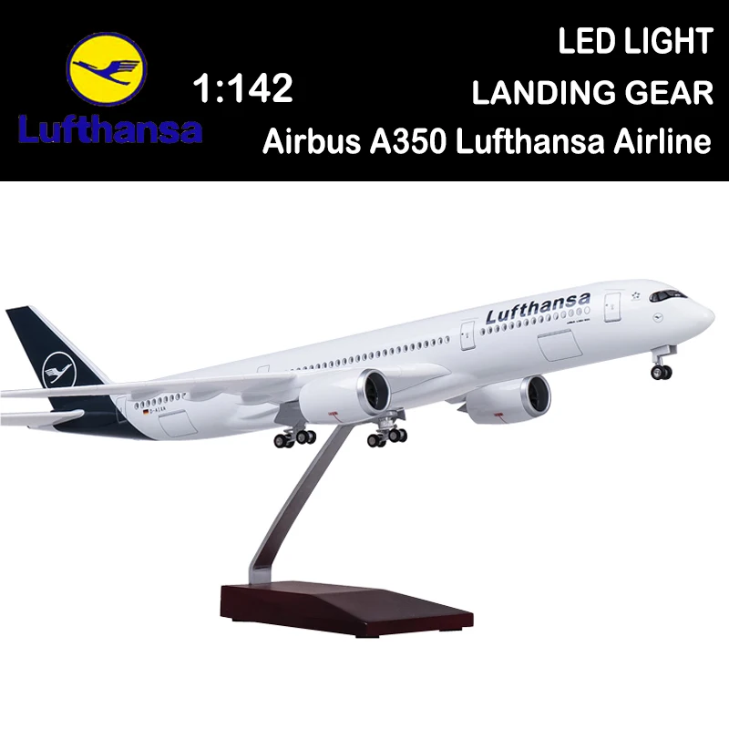 

1/142 47CM Airplane A350 Lufthansa Airline Model LED Light Diecast Plane Collection Kids Gift Adult Airliner Toys Display