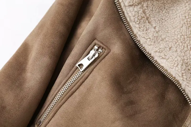 2022 New Winter Streetwear Women Suede Jacket Winter Coat Thick Warm Faux Lamb Leather Jackets Female Loose Motorcycle Outwear