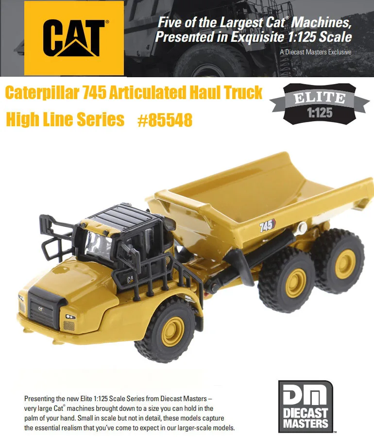 New DM  1:125 Scale CAT 745 Articulated Haul Truck High Line Series by Diecast Master for Collection gift #85548