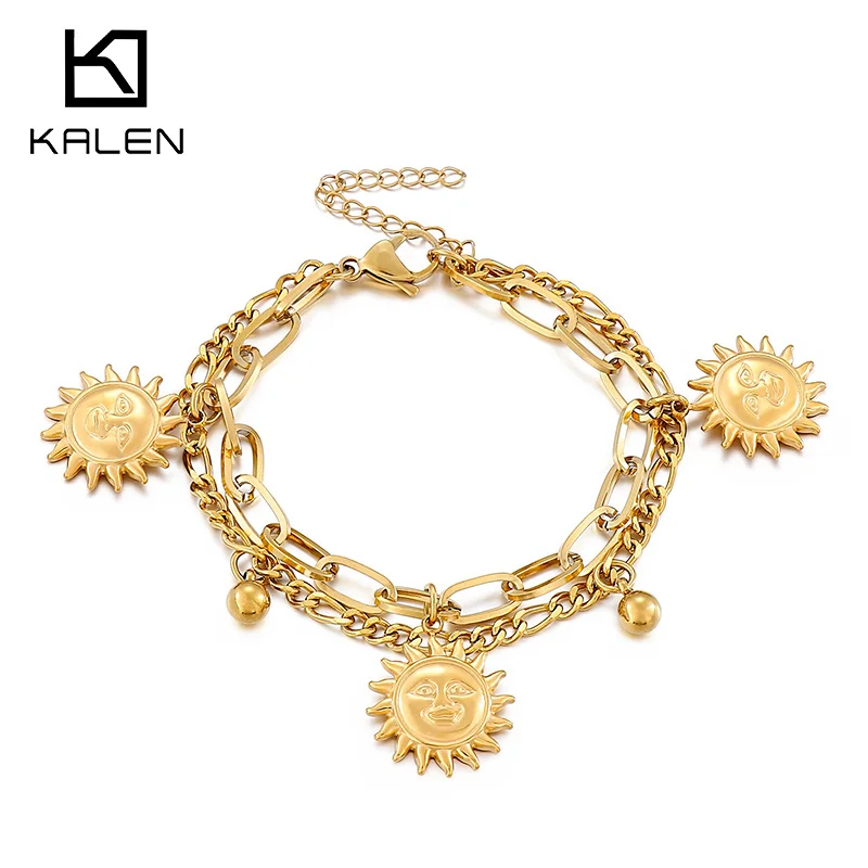 KALEN Bohemia Jewelry Bracelet Woman Greek Mythology Sun Lucky Bracelets Anniversary Gift Fashion Metal Gold Color Chain