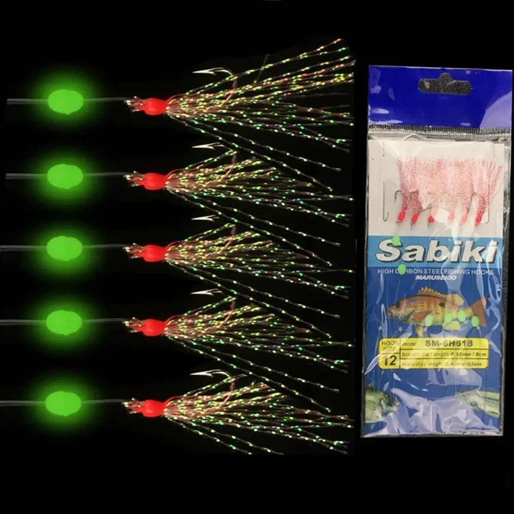 사비키 리그 스트링 후크, 물고기 후크 6 개 포함, 바다 낚시 점멸기 리그, 스위블 스냅 미끼 리그, 청어, 고등어, 2 세트  Best5