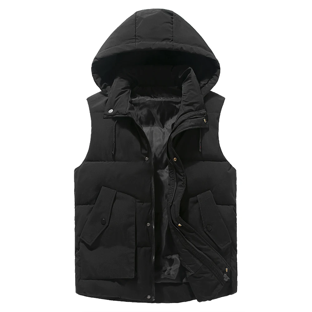 

Winter Vest Plus Size 5xl Men's Waistcoat Hat Detachable Sleeveless Jackets Warm Parka Unloading Coat for Men Unisex Travel Vest