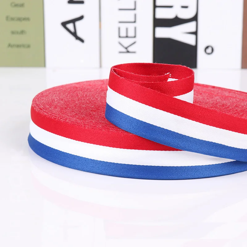Szerokość 10-40mm 5M Symbol Francji Odzież w paski Ozdobny pasek w paski Czerwony biało-niebieski plecak Wstążka Akcesoria do szycia