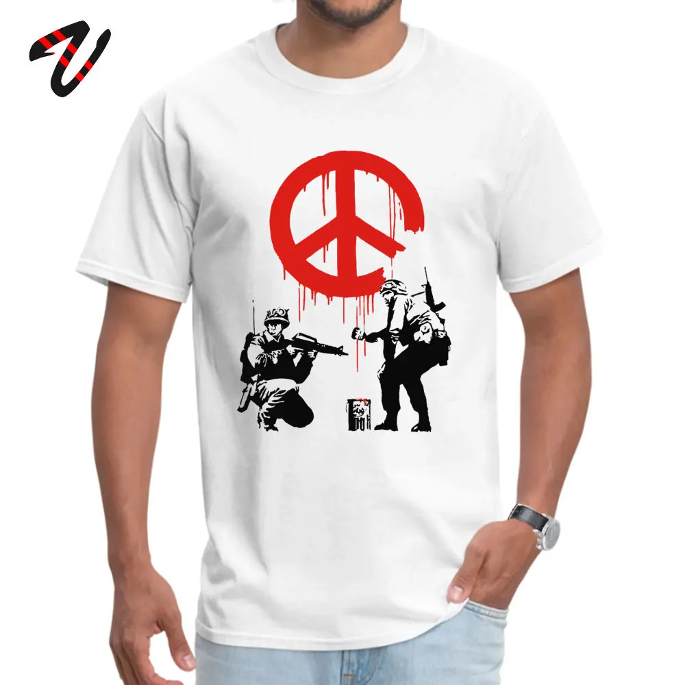 Banksy Style Men T-shirt Stop Wars Peace Logo Print Tops Tee Shirts For Adult 100% Cotton Streetwear Artist Summer Tshirt 3XL