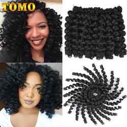 TOMO-extensiones de cabello trenzado sintético para mujer, mechones de pelo ondulado de 20 hebras, con rizos de varita Jumpy de 8, 12 y 75g, pelo de ganchillo africano y jamaiquino marrón y rojo