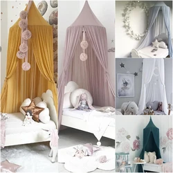 New Kids Baby Chiffon Mosquito Net Romantic Pink Princess Canopy Tent Bed Curtain For Adult Girls Nordic Style Home Decoration