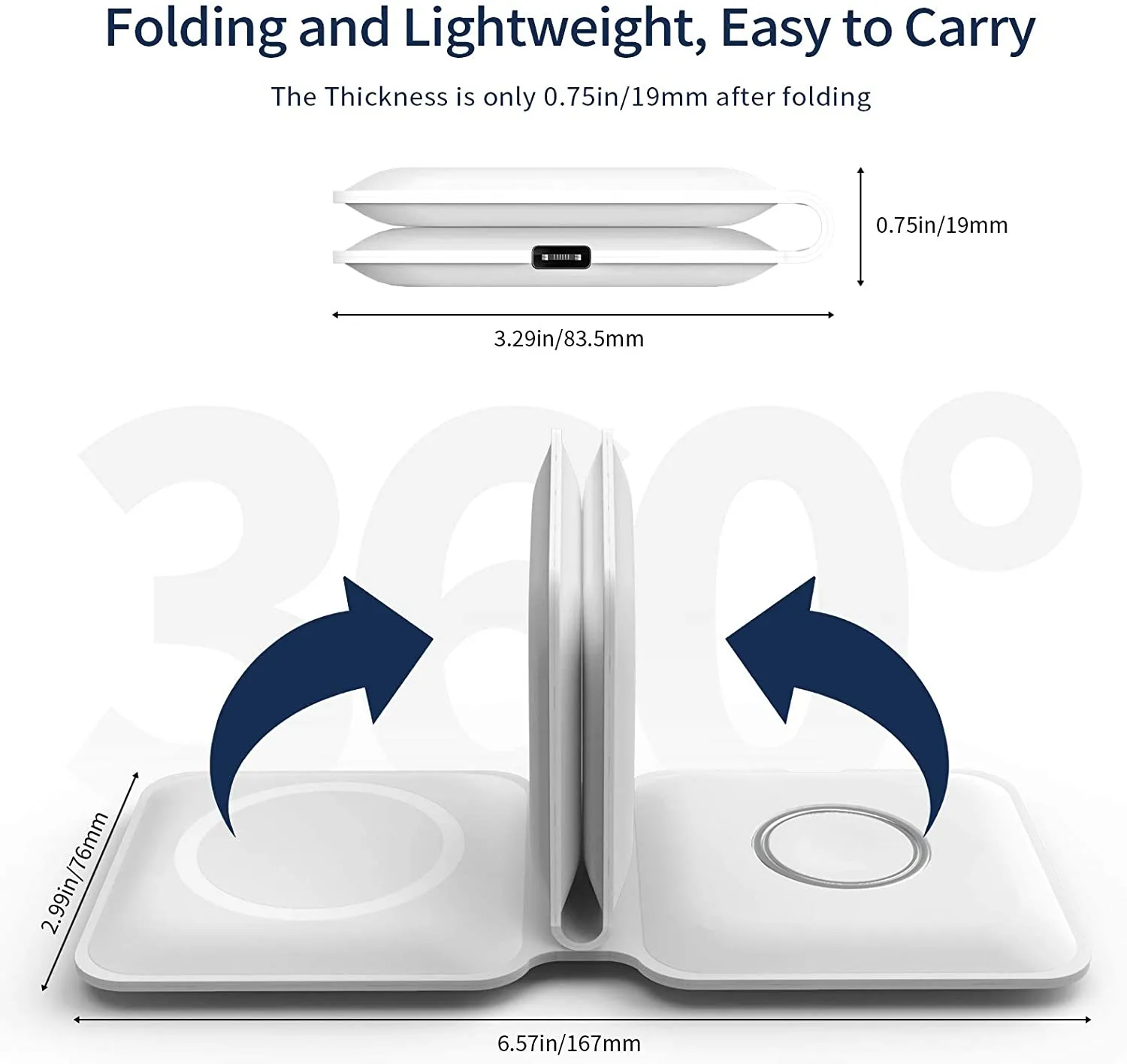 Folding wireless charger Dual device Watch charger Magnetic For iPhone 13 12 Pro Max Mini Fast Charging For AirPods Apple Watch