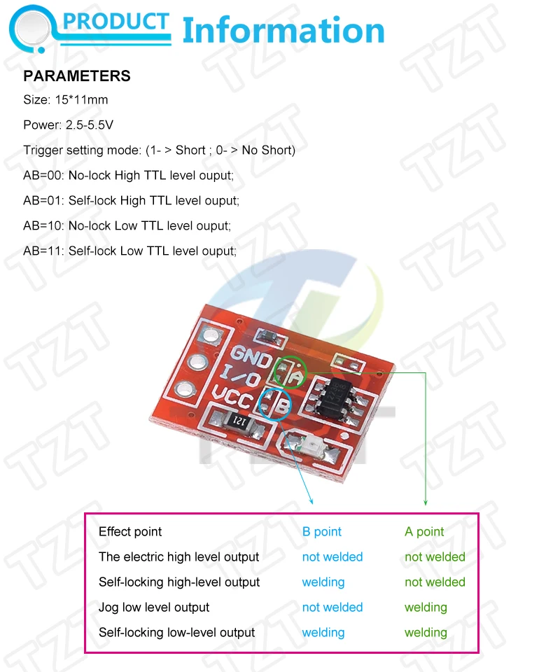 TTP223 12V 1-Kanal-Touch-Relais-Modul Kapazitiver Touch-Tastenschalter-Sensor Selbstverriegelnd/Ohne Verriegelung HTTM Touch-Taste für Arduino – Detail 1