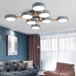 Eenvoudige Stijl Led Plafond Lamp Slaapkamer Plafond Kroonluchter Moderne Woonkamer Lamp Eetkamer Hanglamp Massief Houten Indoor Lamp