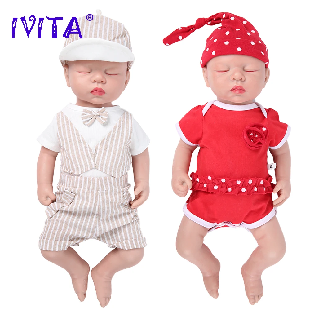 Ivita Wg1507 46Cm 3.2Kg Ogen Gesloten Hoge Kwaliteit Full Body Siliconen Reborn Baby Poppen Realistisch Speelgoed Voor Kinderen Kerstcadeau