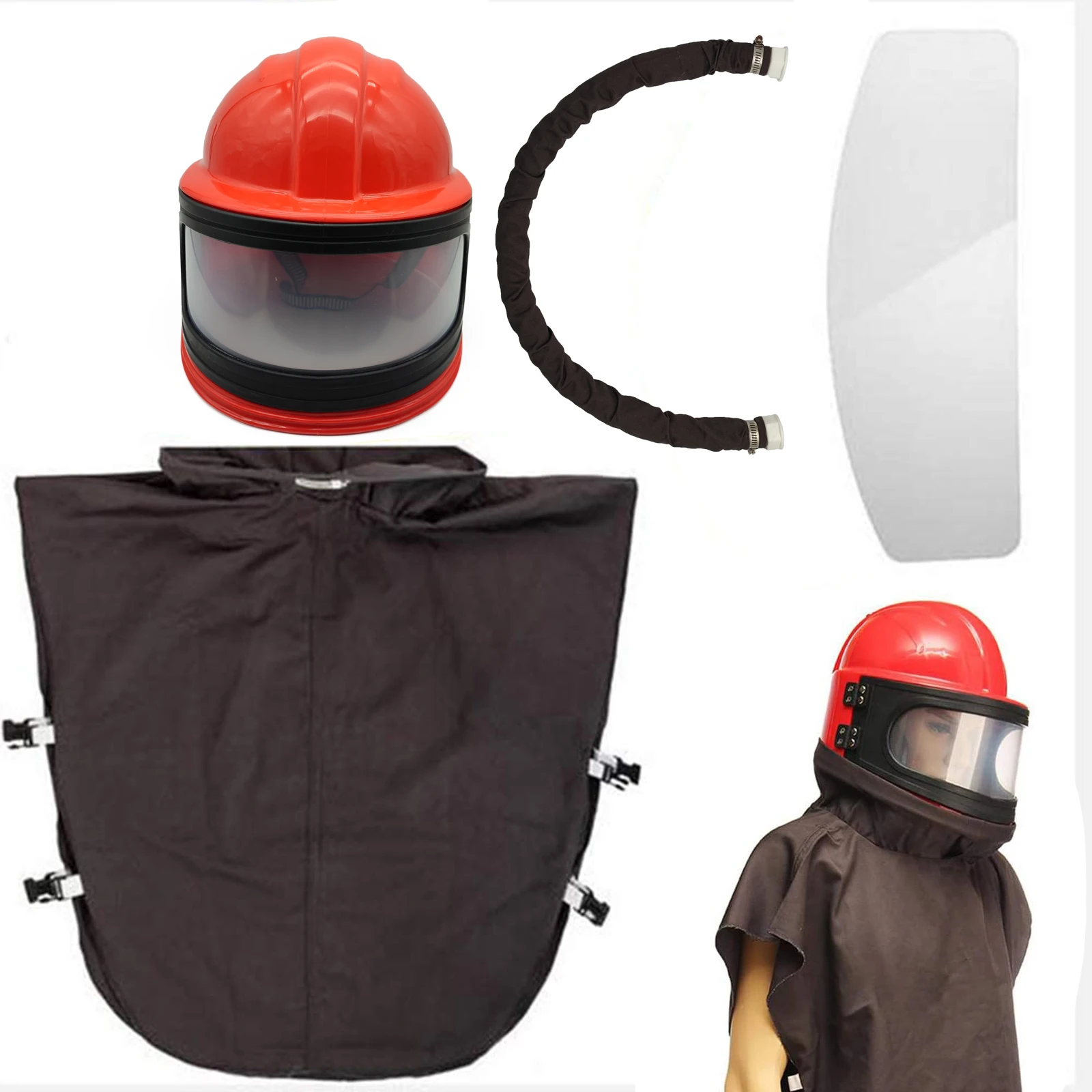 HOLDWIN Free shipping ABS Protect Sandblast hood helmet for sandblasting with air hose shoulder blast helmet view glass