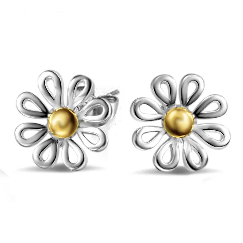 Classic Fashion 925 Sterling Silver Stud Earrings Small Chrysanthemum Woman Earrings High Jewelry Gift