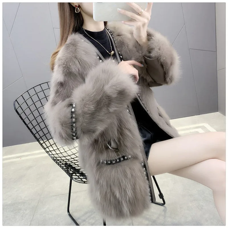 

High Quality Women's Faux Fur Coat New Autumn Winter Artificial Fur Coat Fashion Elegant Soft Thick Warm Faux Fur Jackets H675