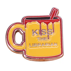 Kiss the Librarian Blood Mug brooch Buffy the Vampire Slayer inspiration badge