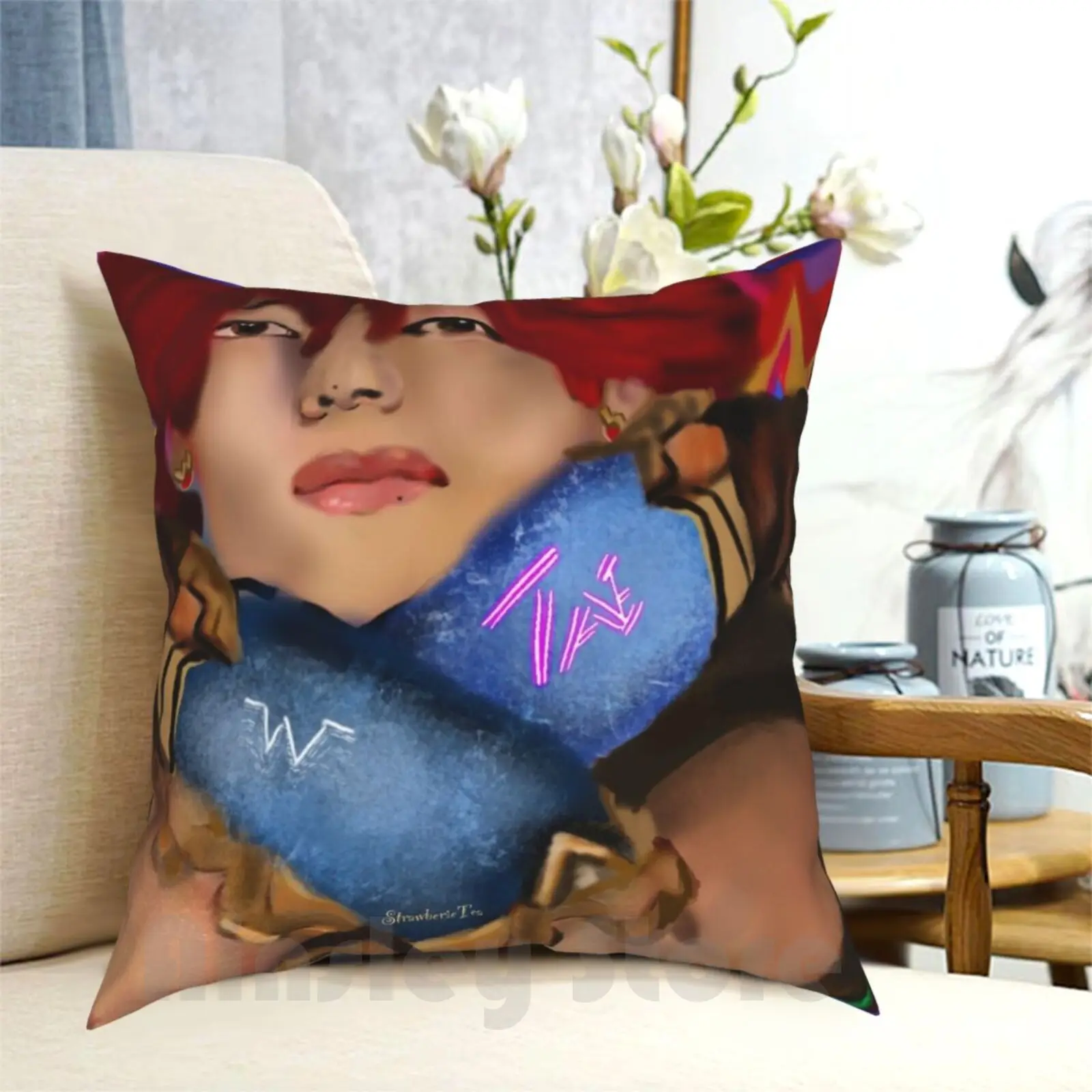 Superhero Tae Pillow Case Printed Home Soft Throw Pillow Wonder Man Taehyung Korean Superhero