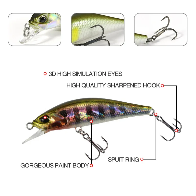 Minnow Fishing lures jerkbaits 50mm 4g trout lure bass mini sinking minnow pesca Spearhead ryuki River Bait lure