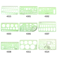 1PC Green Geometric Plastic Circles Squares Hexagons Triangle Template Ruler Drawing Tools Mapping Student School Stationery