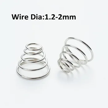원추형 압축 스프링 타워 스프링 304, 스테인리스 스틸 테이퍼 압력 스프링 와이어 직경 1.2mm, 1.4mm, 1.5mm, 1.8mm, 2mm