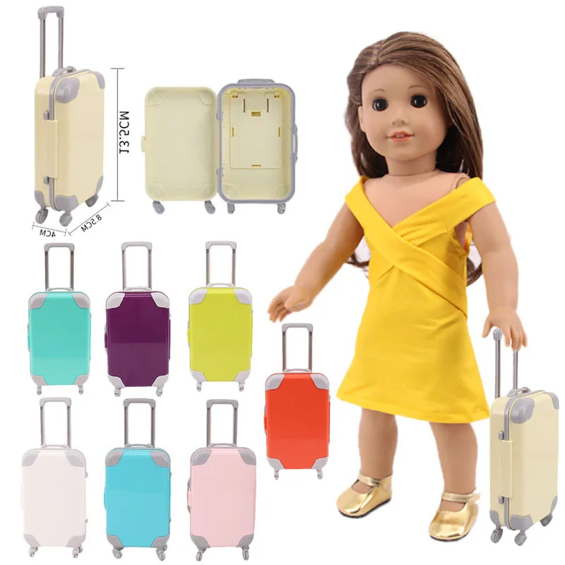 Doll-Accessories Candy Suitcase With Cute Carton Opaque for 43Cm &18 Inch girl Doll Take A Holiday Baby Birthdy Gifts