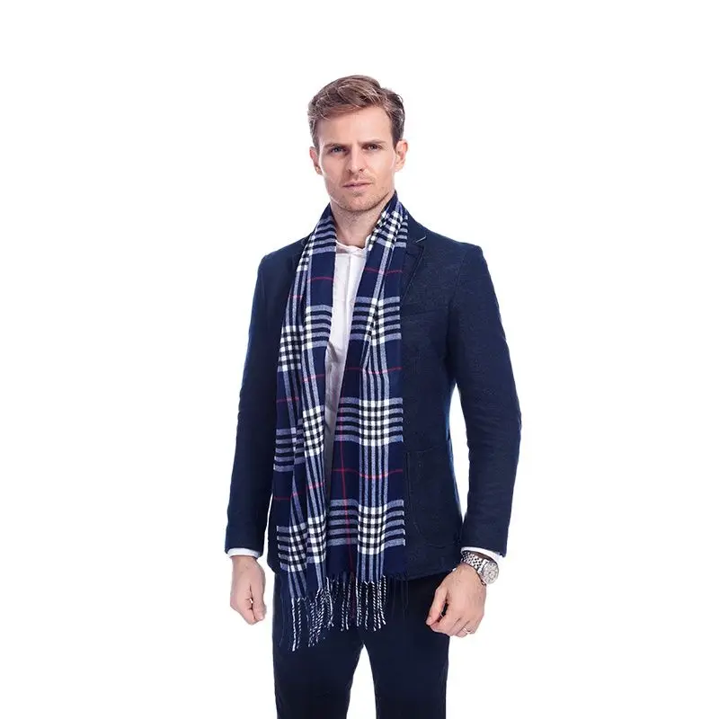 Plaid men scarf in winter fashion scarves classical plaid scarf for men imitation cashmere scarves tassel A3A17522