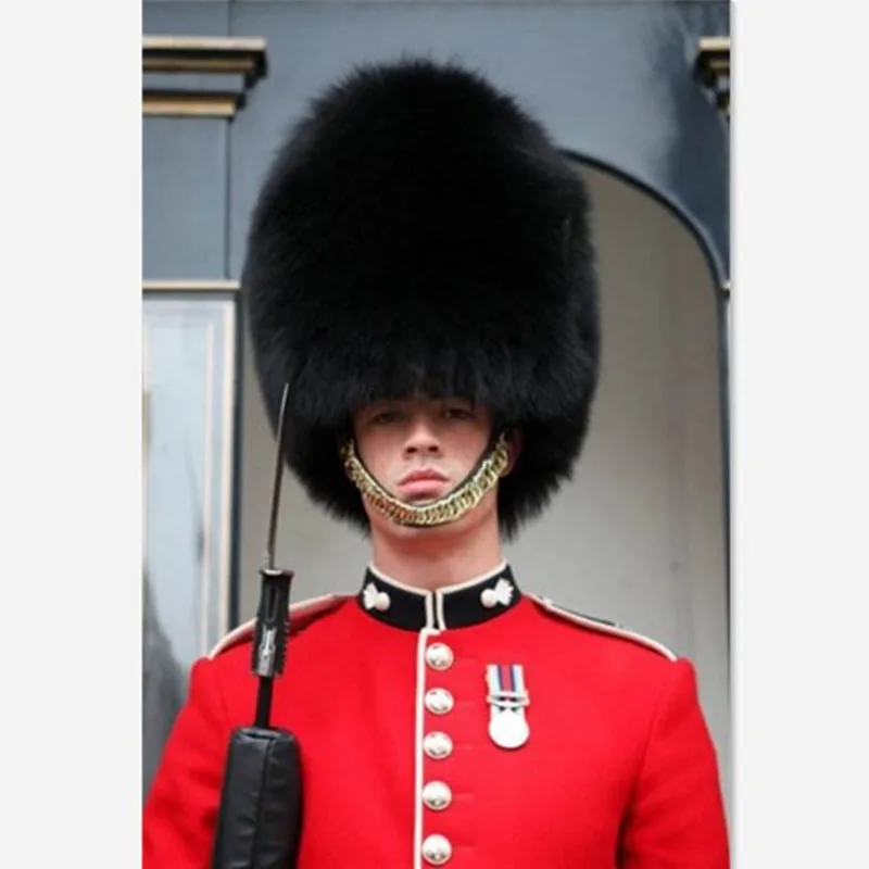 Adults children black british soldier hat british guard cap royal soldier cap with fur winter fur bear hat english soldier hat