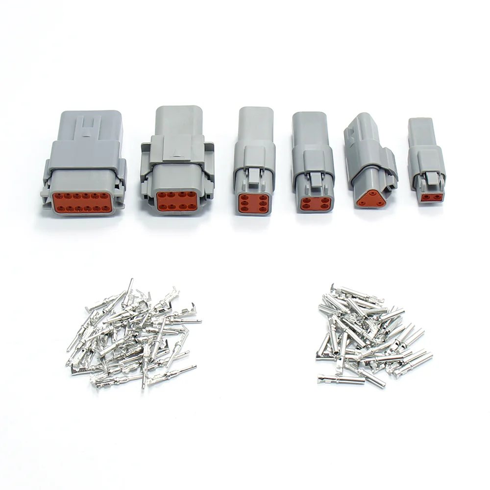 DT 2P 3P 4P 6P 8P 12P Waterproof Electrical Connector For Car Motor With Pins 22-16AWG Wire Male Female Terminals