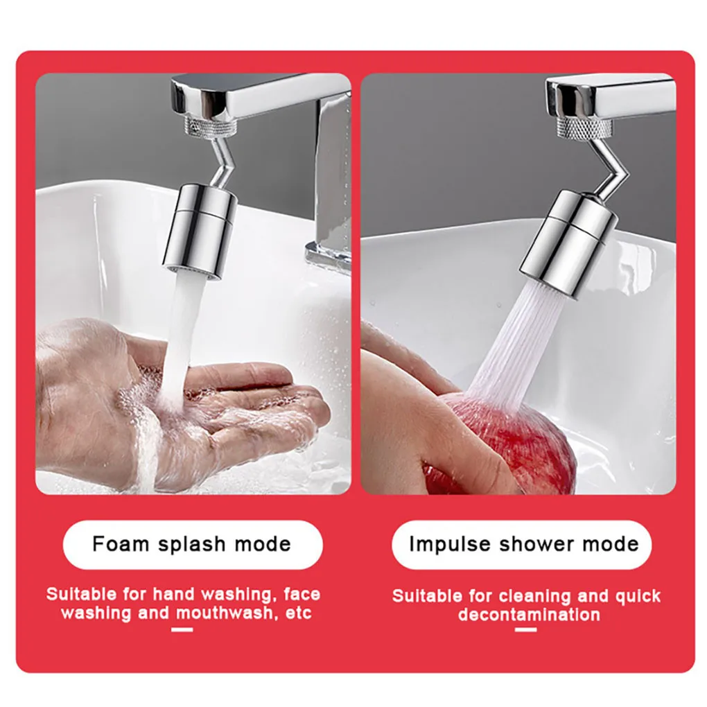 720 degrees Rotating Water Tap Kitchen Laundry Room Adjustable Splash Proof Metal Water Faucet Type 1