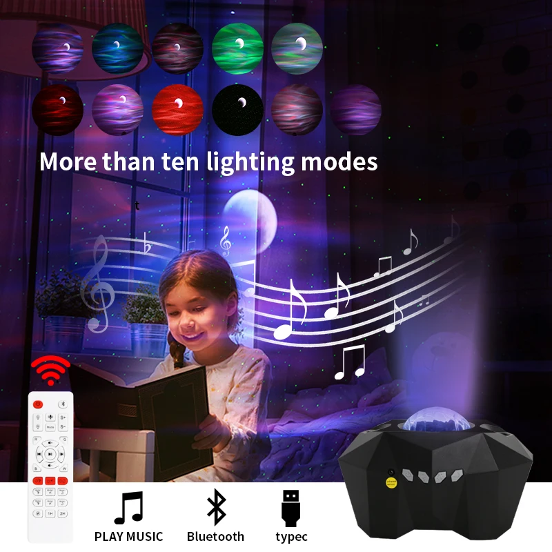 Bluetooth Laser Star Night Lights LED Starry Sky Projector Music Lamp Colorful Music Moon Nebula Projection Atmosphere Lighting