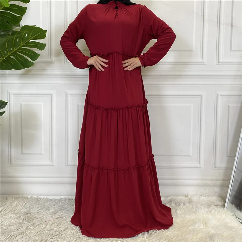 

Abayas Muslim Women Long Dress Arabic Ruffle Solid Color Chiffon Islamic Maxi Robe Ramadan Robe Turkish Middle East Turkey New