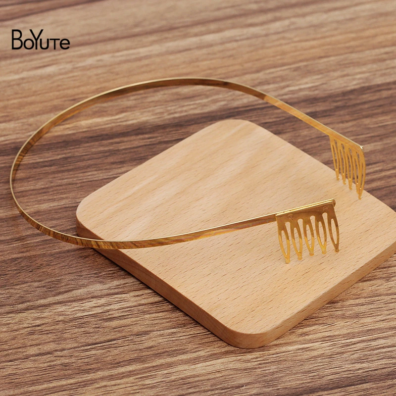 BoYuTe (10 Pieces/Lot) 120*4MM Metal Iron Headband Hair Band with 23*25MM Comb Handmade Diy Jewelry Making Materials