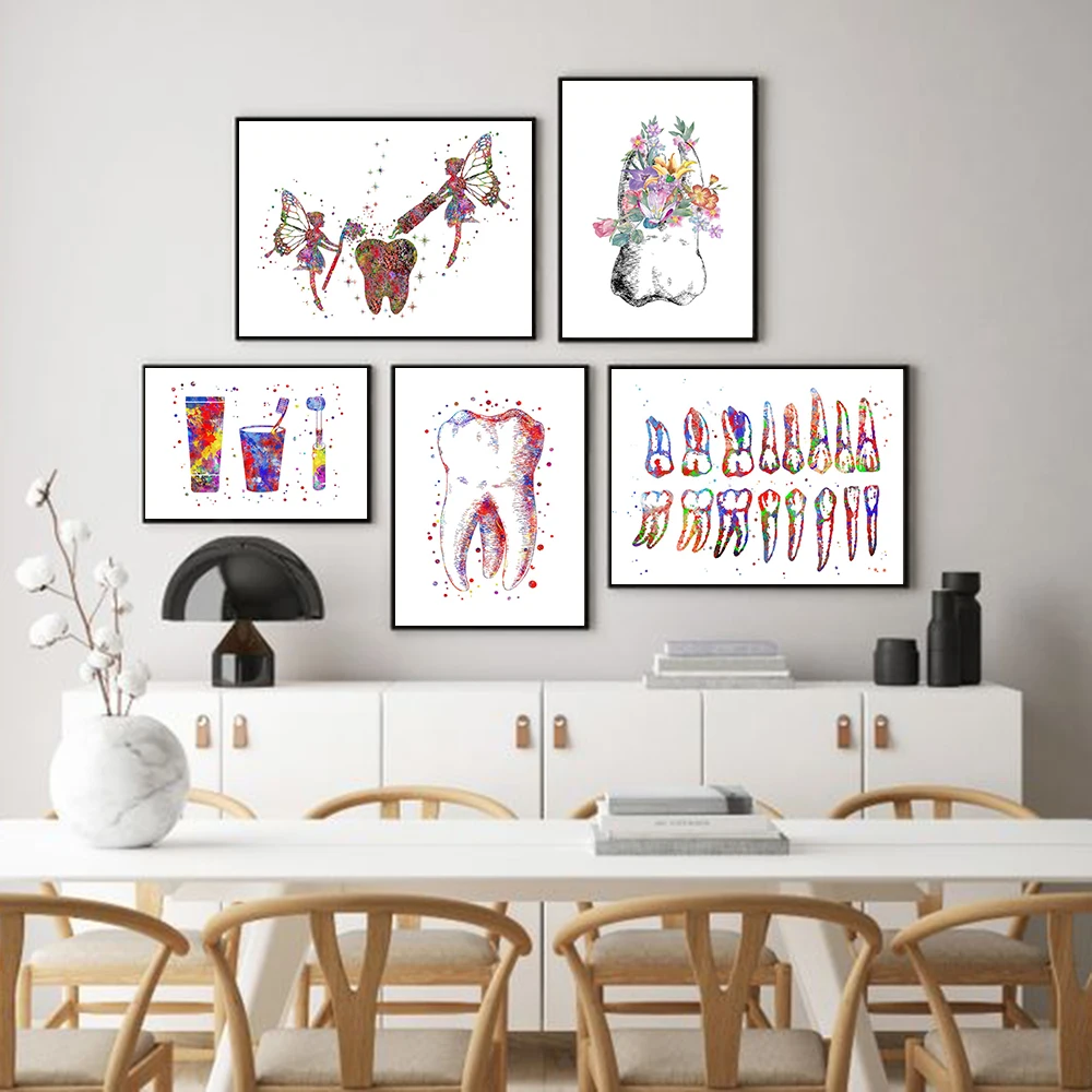 Tooth Implant Canvas Wall Painting Dental Art Poster Dentist Anatomy Prints Medical Wall Art Pictures Hospital Clinic Decoration