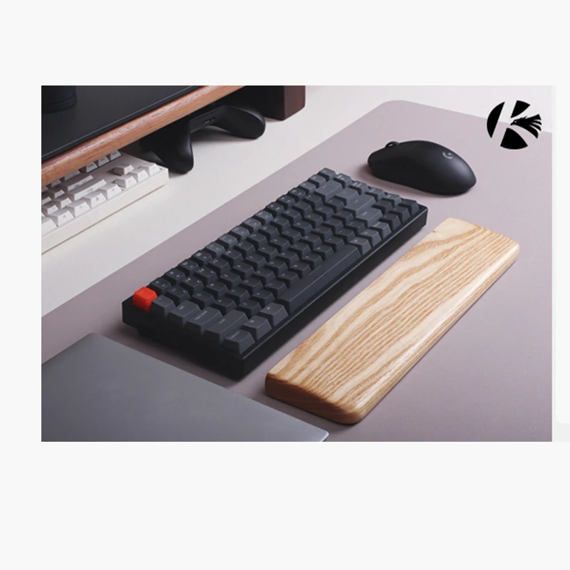 Kashcy solid Ashtree wooden palm rest for Ergonomic Gaming Mechanical Keyboard wrist support pad ,60 87 104 108keys view 2