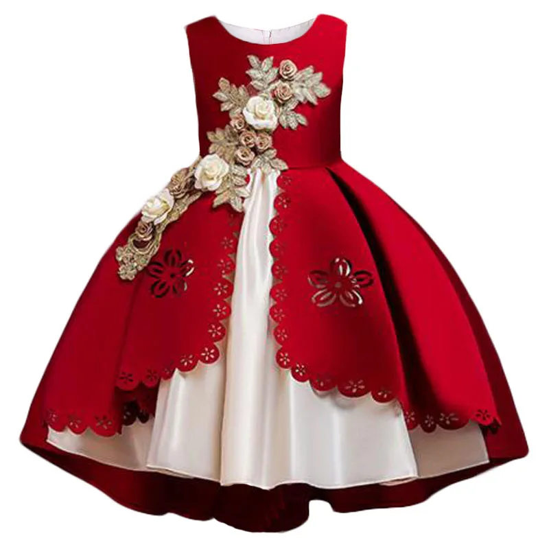 New Baby Girls Flower Dress Christmas Princess Wedding Elegant Kids Elegant Dresses Children Clothing Party Costume Clothes