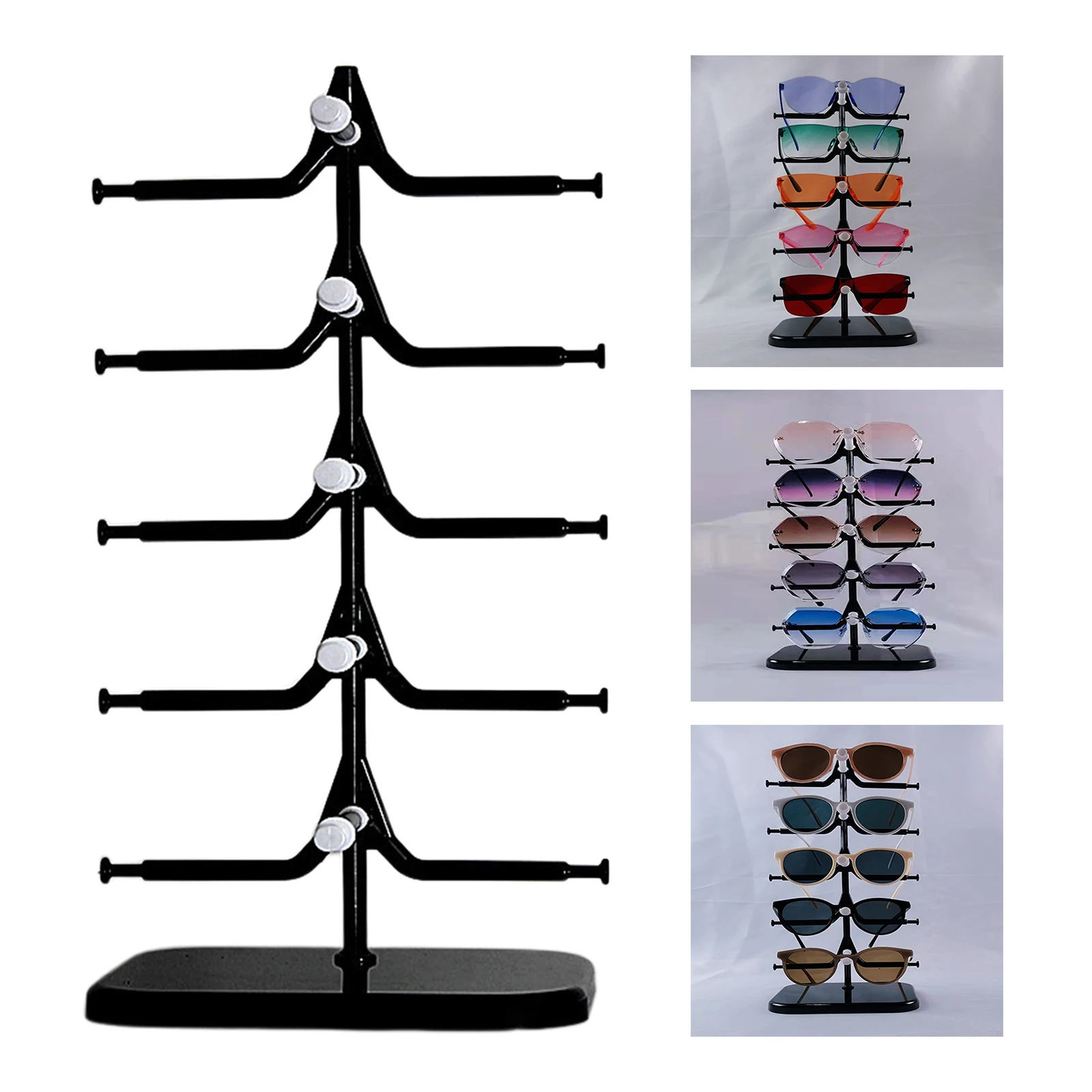 5 Layers Eyeglasses Sunglasses Glasses Display Stand Rack Holder Shelf for 5 Pairs