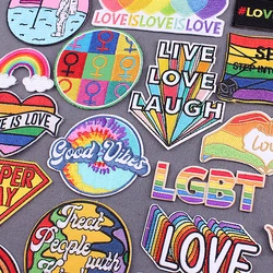 Love is Love Badges Gay Pride LGBT Patch Iron On Patches For Clothing Stickers Rainbow Patches On Clothes Stripes Accessory