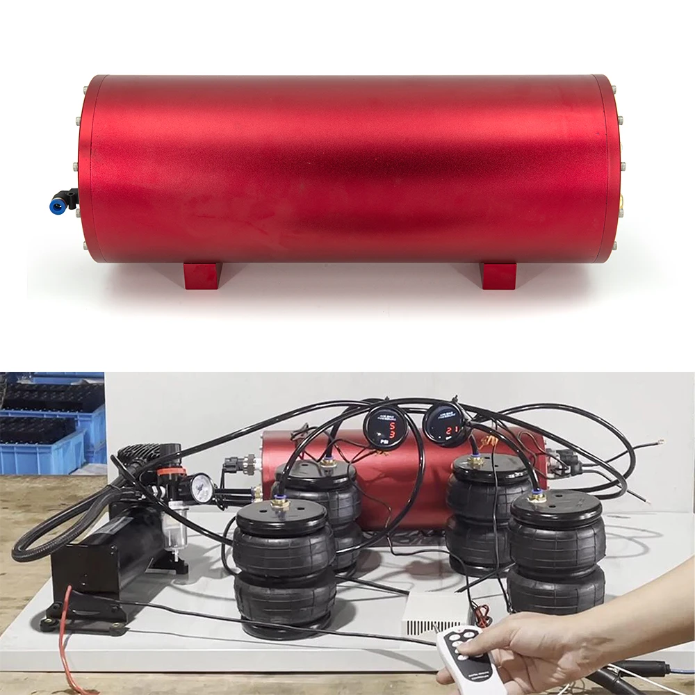 1.6 Gallon Air Tank Built-in 12V Solenoid Valve With Remote Controller Integrated Simple Air ride Suspension System 0-200 PSI