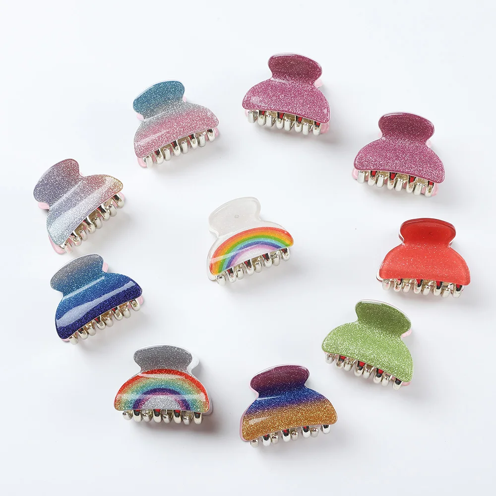 2 pz/lotto acrilico piccoli granchi Clip di capelli per le donne ragazza colorata capelli artiglio morsetti femminile di plastica Barrette tornante