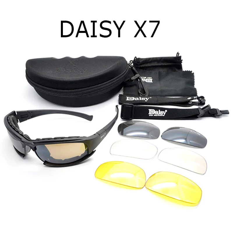 Tiro ao ar livre dos homens Caminhadas Óculos Daisy Tactical Polarized Óculos Óculos Militar Exército Sunglasses 4 Lens Original Box