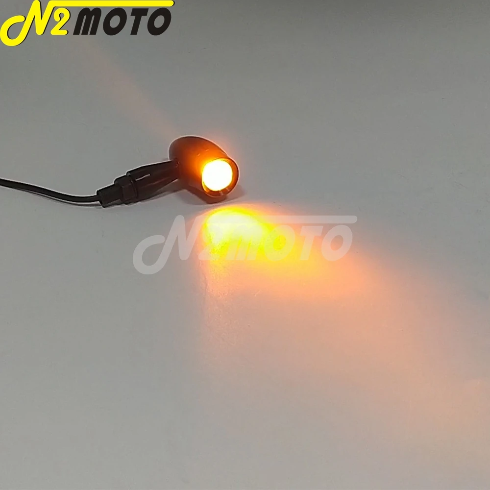 10mm LED Black Bullet Turn Signal Indicators Light Blinker for Harley Touring Cruiser Chopper Bobber Ducati Cafe Racer Custom