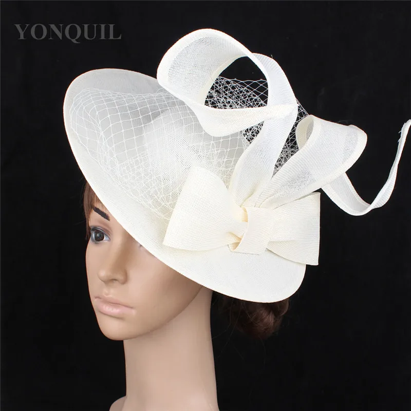 Women Flower Mesh Ribbons Fascinator Hat Hair Clip Cocktail Tea Party Chapeau Cap Headwewar For Ladies Bridal Hair Accessories