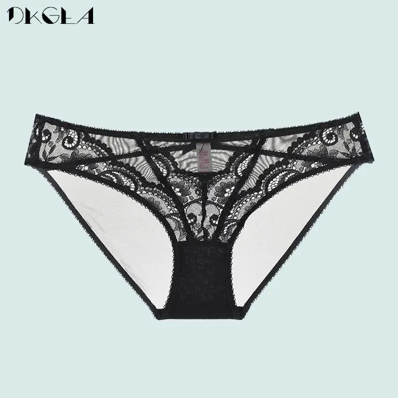 Fashion Hot Low-Rise Briefs White Underwear Transparent Net Yarn Hollow Out Sexy Panties Women Lace Embroidery Underpants Brand