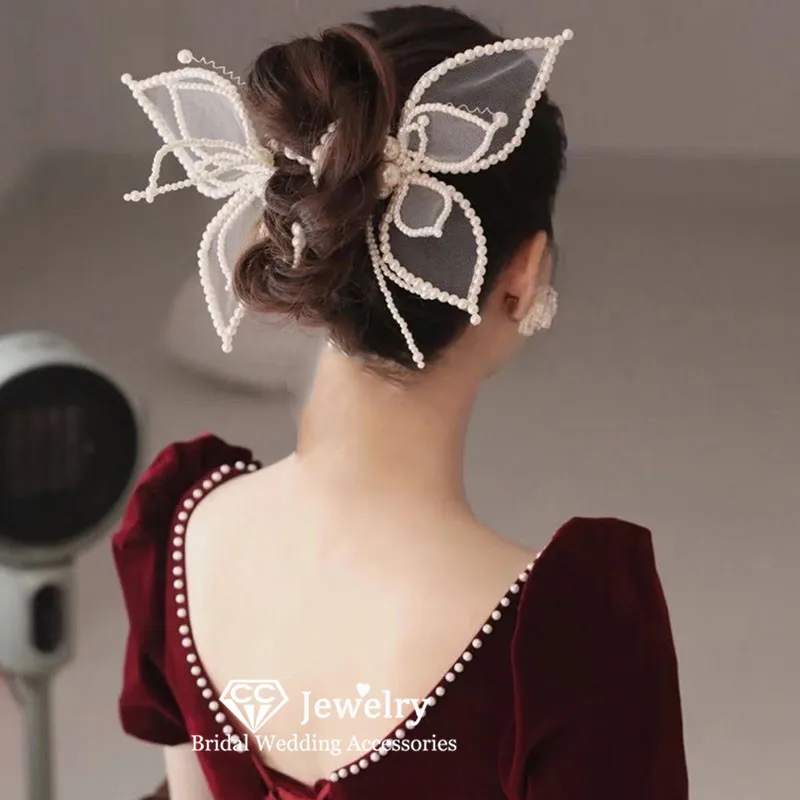 

CC Romantic Hairgrips for Women Wedding Accessories Bridal Headdress Engagement Hair Ornaments Butterfly Shape Clips Gifts AN283