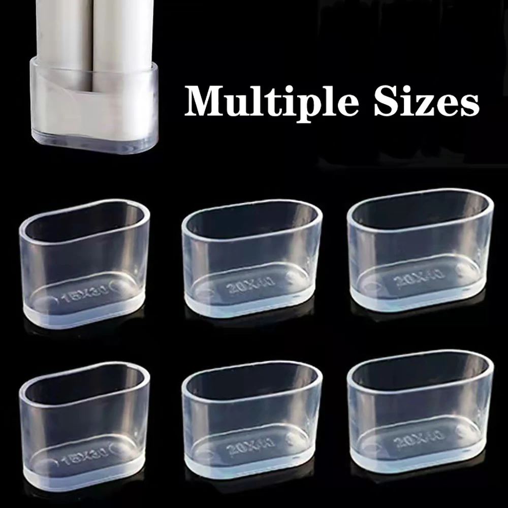 20pcs Transparent Table Chair Leg Mat Oval Rubber Furniture Chair Table Mat Protector Foot Cover Ferrule Feet Leg Cap Home