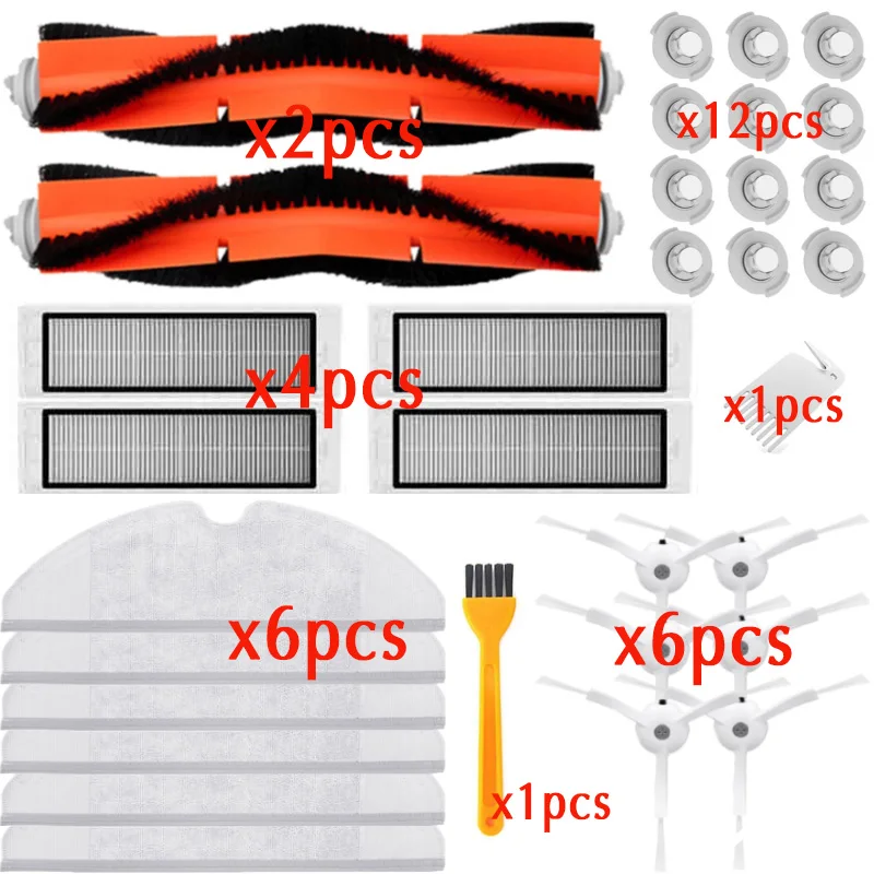 Mopping ผ้า HEPA แปรงด้านข้างแปรงด้านข้างแปรงม้วนเหมาะสำหรับ Xiaomi Roborock หุ่นยนต์ S50 S51 เครื่องดูดฝุ่นชุด